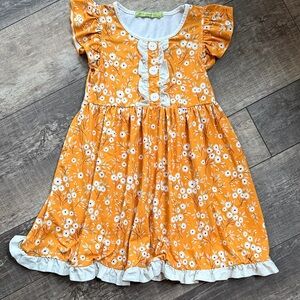 Millie loves lily Charming Orange Floral Kids Dress